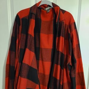 Drape flannel cardigan